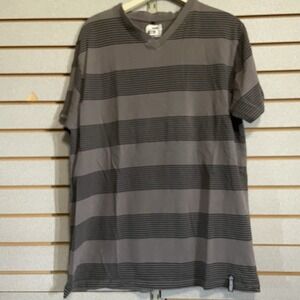 South Pole V-neck  Men's, Classic‎ Fit Tee T Shirt, Blue Gray Striped, XXL